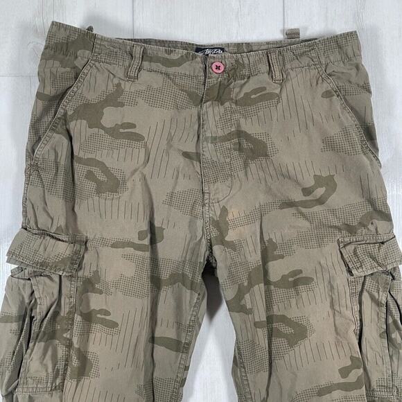 Stussy Men's 34x31 Camo Cargo Pants Beige Green 6 Pocket Drawstring - Picture 2 of 16